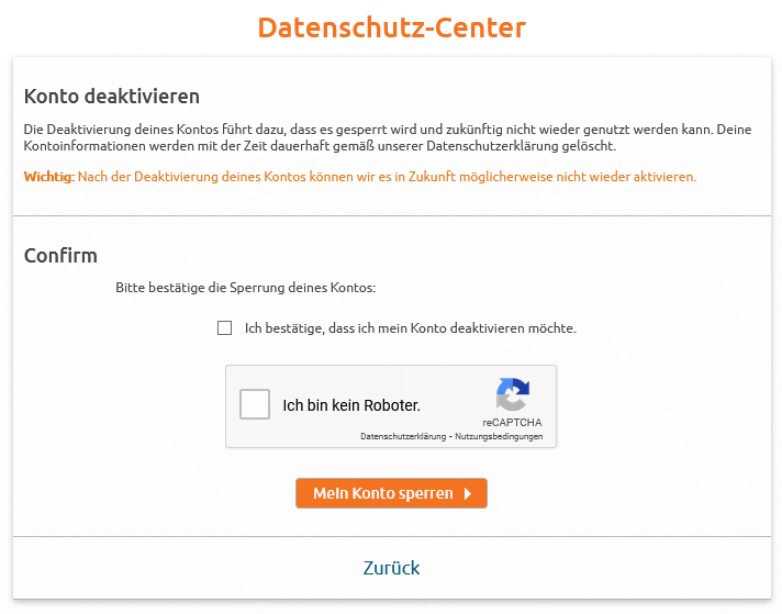 Formular zur Deaktivierung deines Chaturbate Accounts (Screenshot)